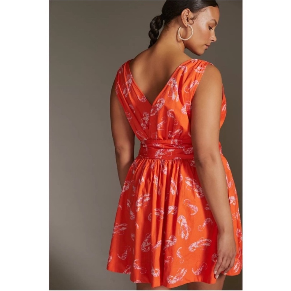 Last chance Maeve Anthro Lobster Flirty Wrap Mini Dress - Picture 2 of 16